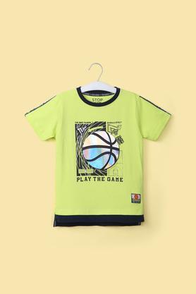 foil cotton round neck boy's t-shirt - green