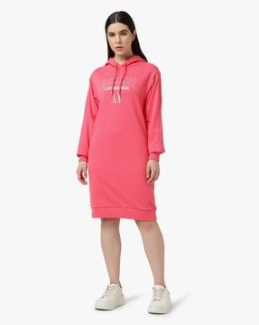 foil logo print hooded dress