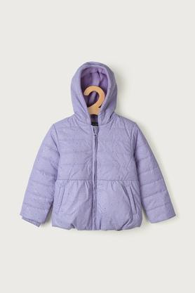 foil polyester hood girls jacket - lilac