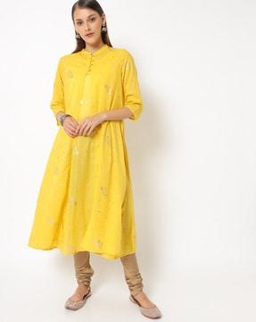 foil print 2-piece a-line kurta