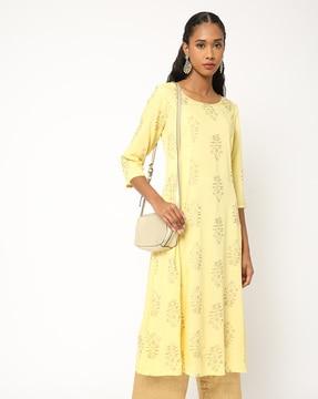 foil print a-line kurta