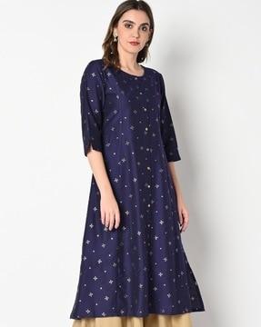 foil print a-line kurta