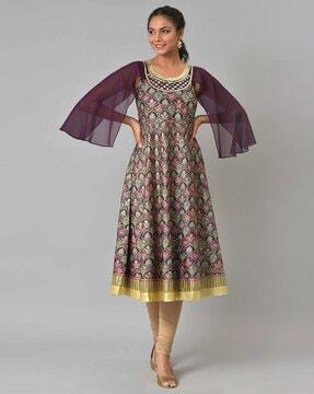 foil print a-line kurta