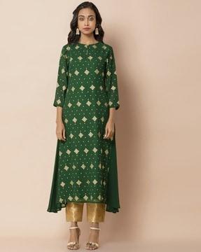 foil print a-line kurta