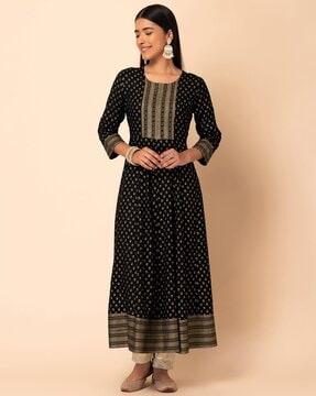 foil print anarkali kurta