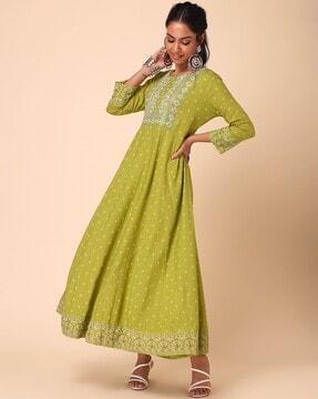 foil print anarkali kurta