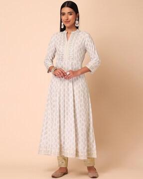 foil print anarkali kurta