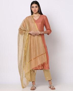 foil print dupatta with tassels