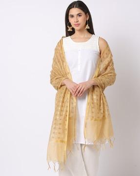 foil print dupatta with tassels