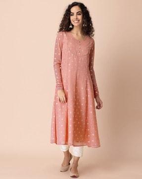 foil print flared kurta