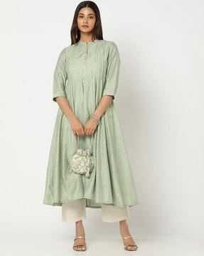 foil print flared kurta