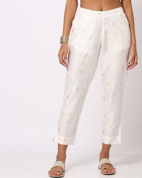 foil print pants with insert pockets