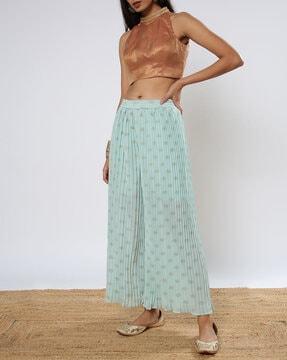 foil print relaxed fit palazzos