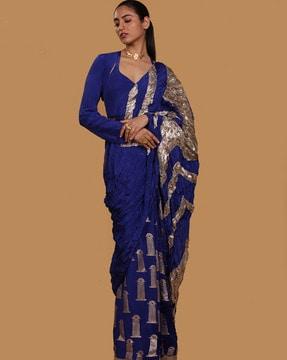 foil print saree with blouse set