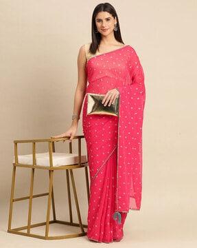 foil print saree with lace border