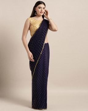 foil print silk embellished saree