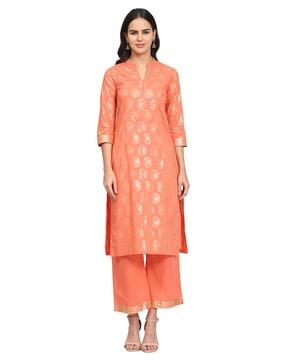 foil print straight kurta set