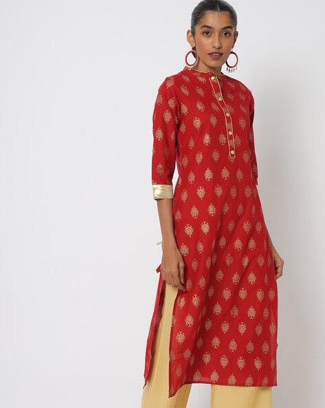 foil print straight kurta