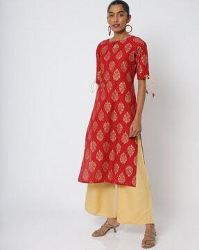 foil print straight kurta