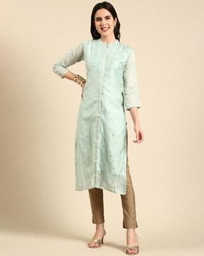 foil print straight kurta