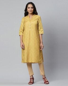 foil print straight kurta