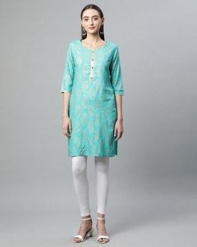 foil print straight kurta