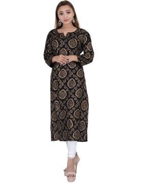 foil print straight kurta