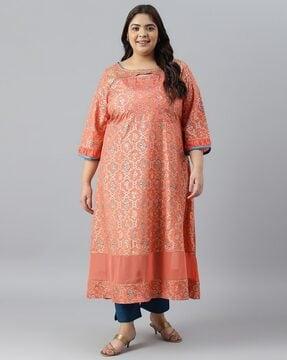 foil print straight kurta