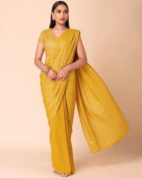 foil printed pre-stitched saree