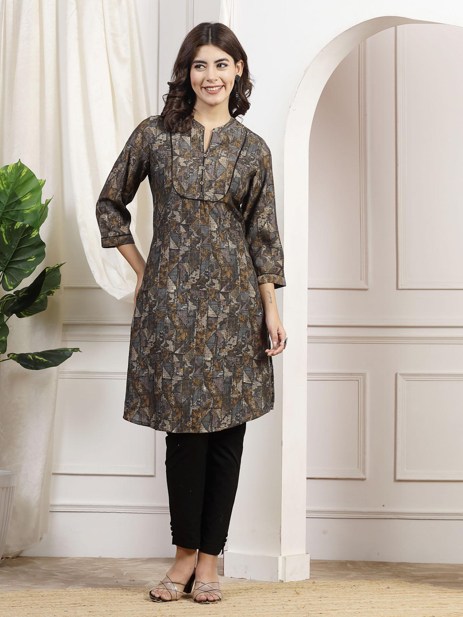 foil printed yoke design kurta