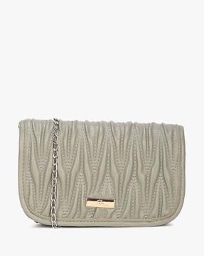 fold-over clutch with detachable metal chain strap