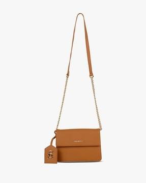 fold-over satchel with chain strap