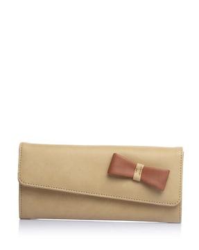 foldable classic clutch with bow applique