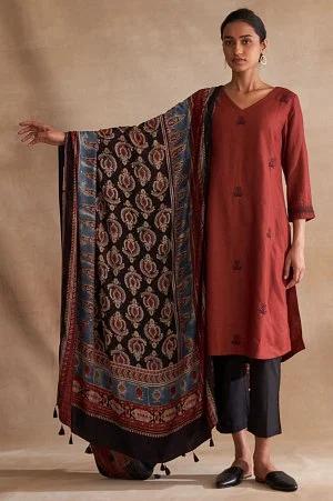 folksong by w multicoloured ajrakh print drape