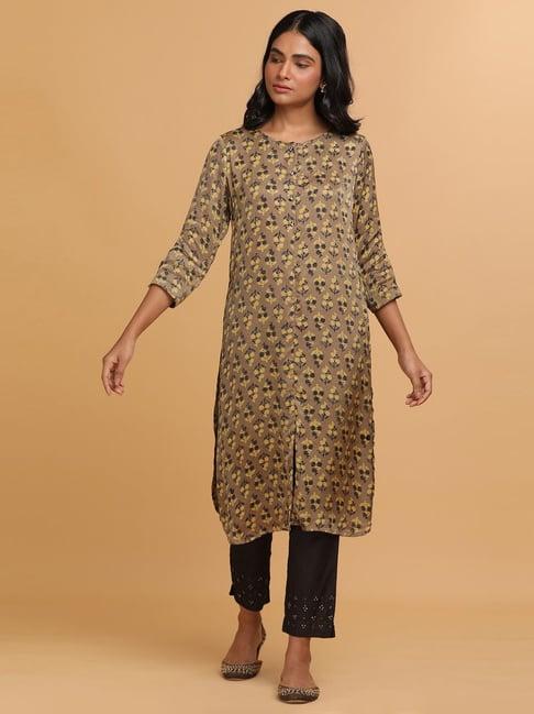 folksong by w beige printed a line kurta