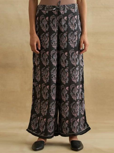 folksong by w black floral print palazzos