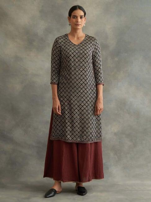 folksong by w black printed straight kurta