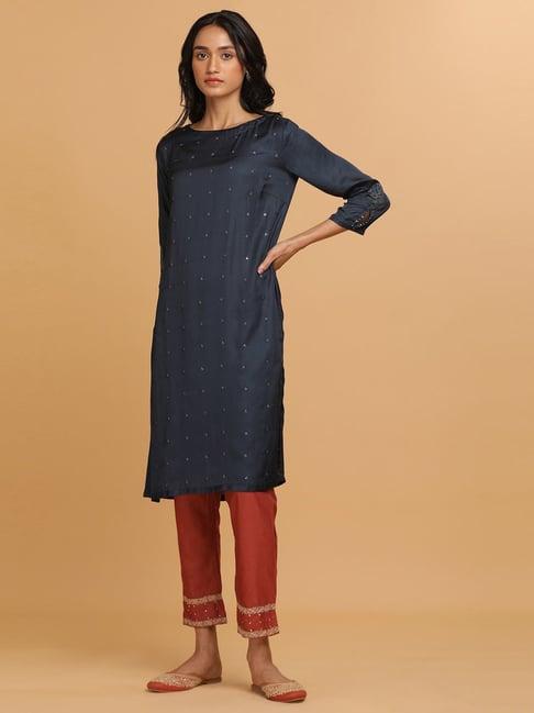 folksong by w blue embellished a line kurta