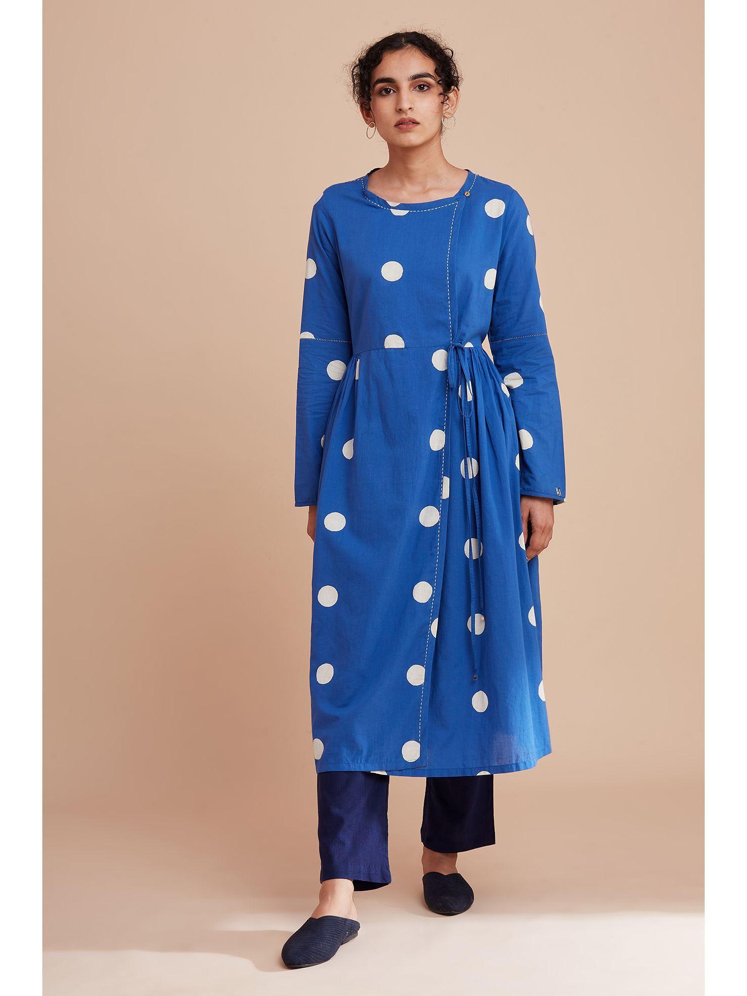 folksong by w blue kurta geometric casual regular fit