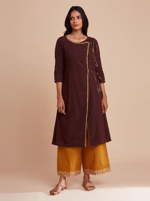 folksong by w brown cotton regular fit a line kurta