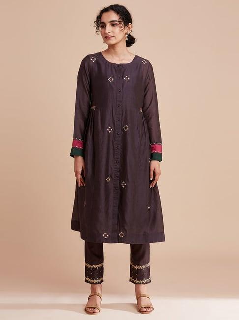 folksong by w brown embellished a line kurta