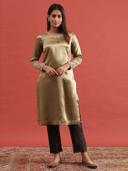 folksong by w golden embellished straight kurta