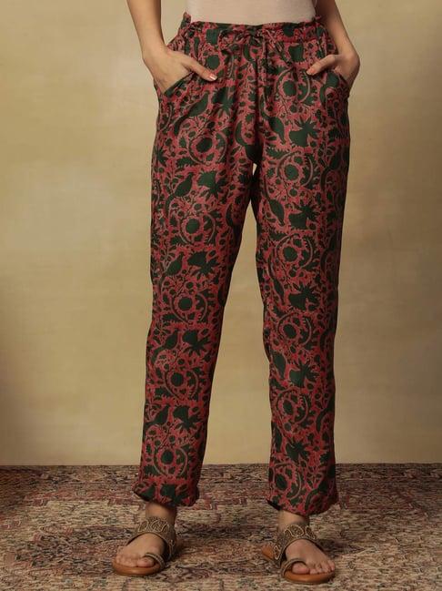 folksong by w pink floral print straight pants