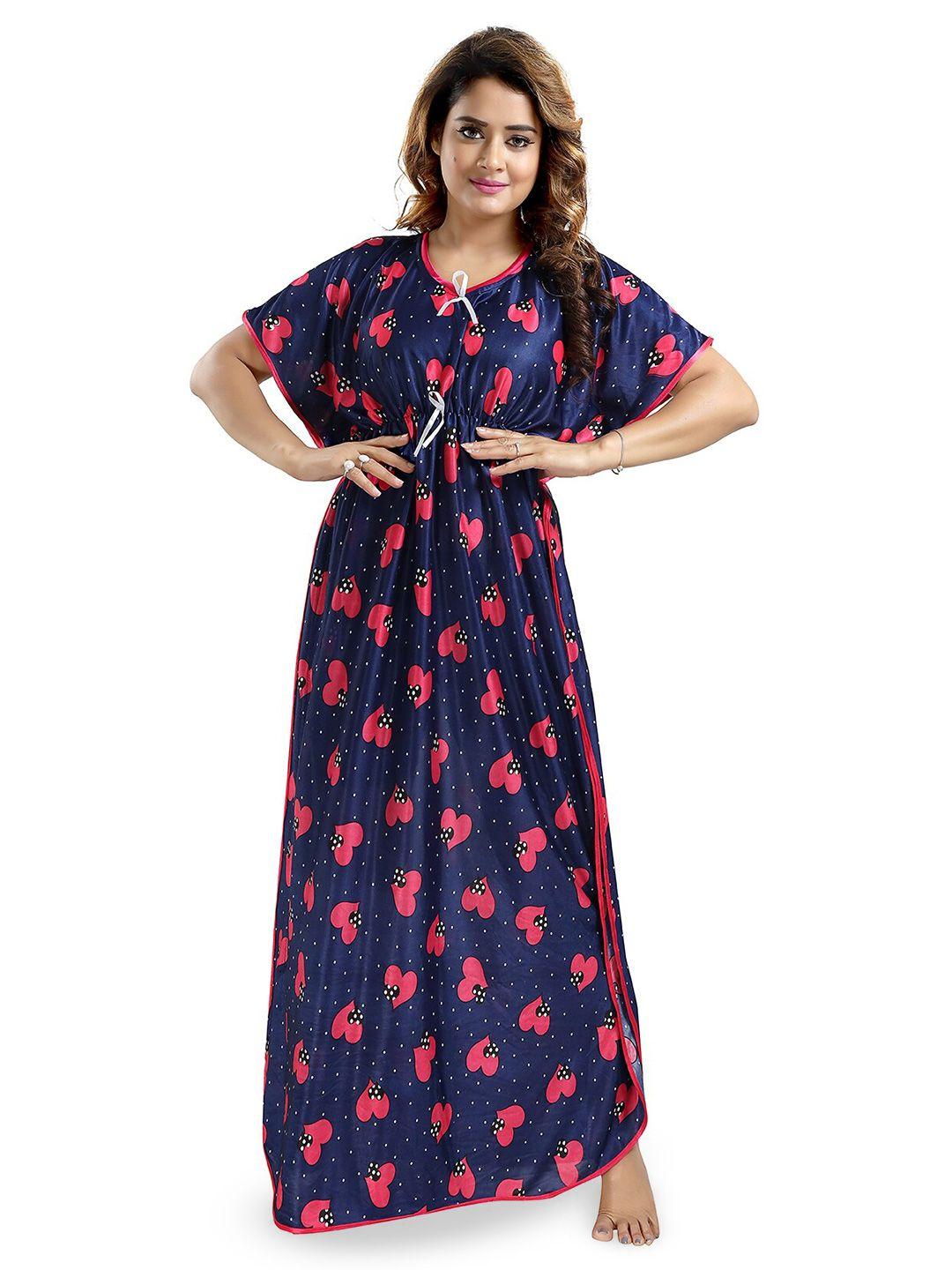 fomti blue printed maxi nightdress