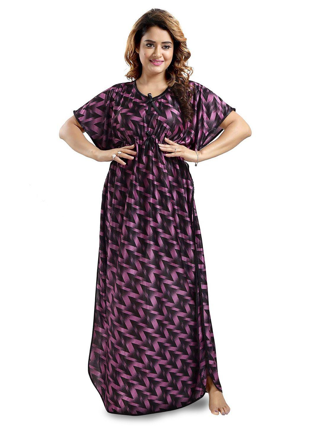 fomti purple printed maxi nightdress