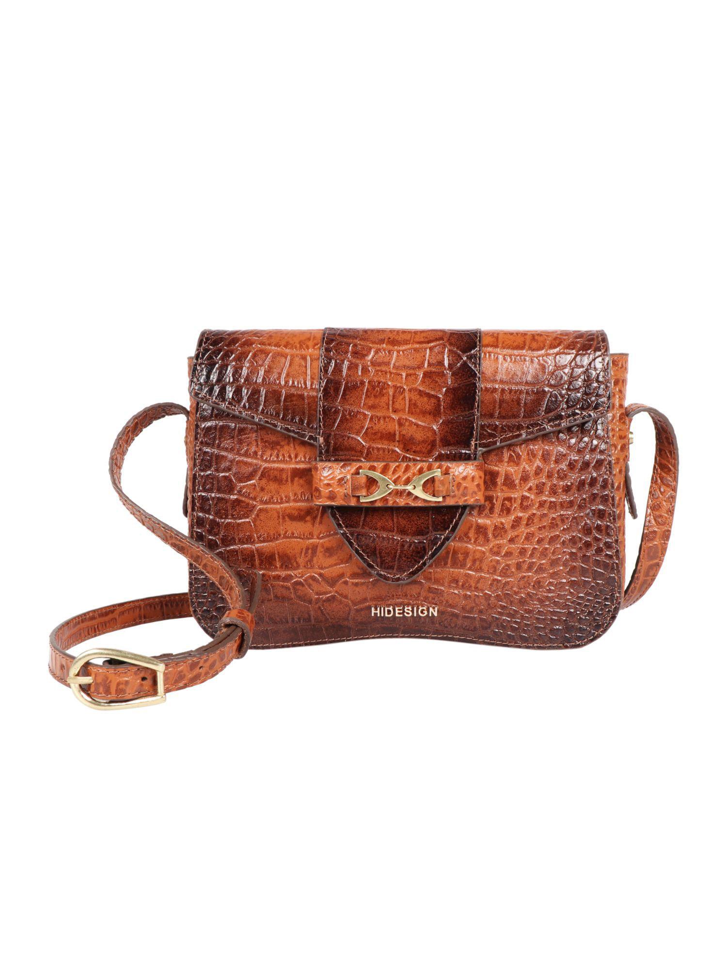 fontana-croco textured women's sling bag (m)