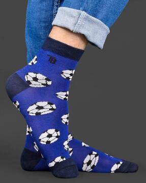 football print ankle-length socks