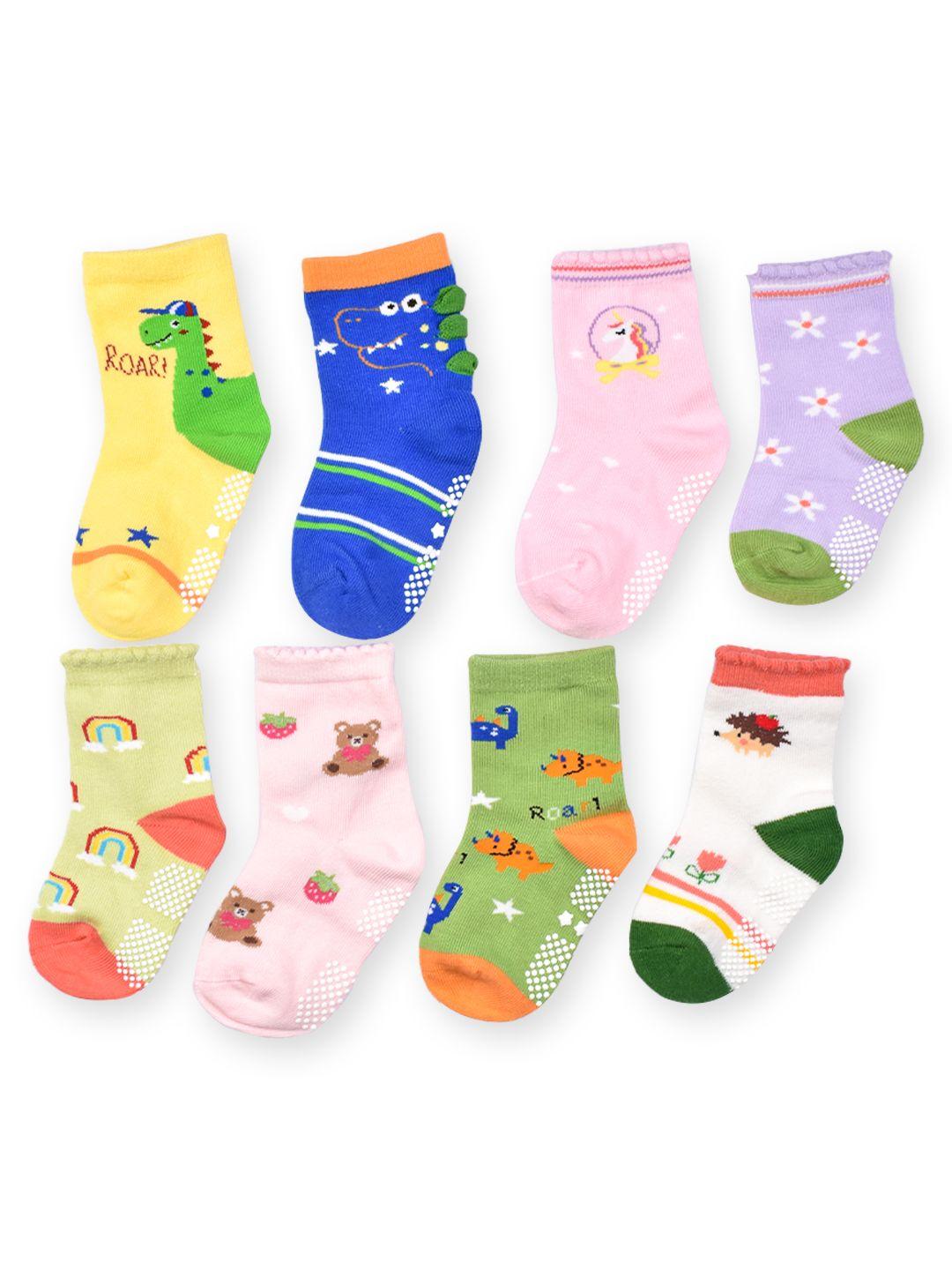 footprints infant kids pack of 8 organic cotton ankle-length socks