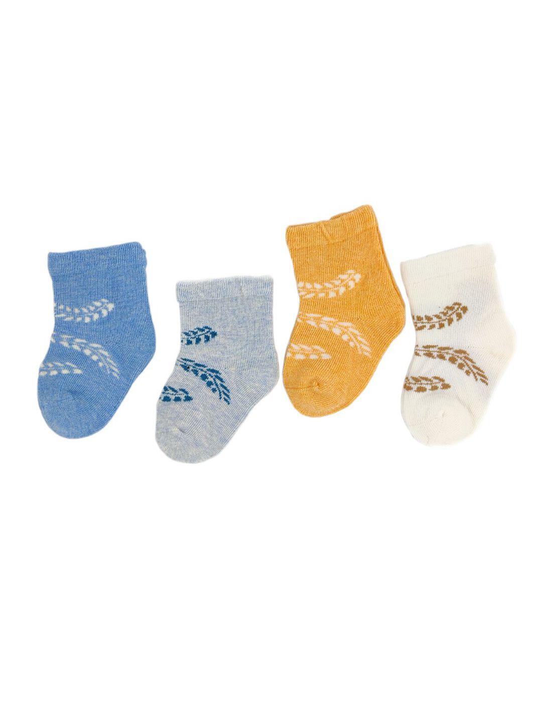 footprints kids pack of 4 patterned ankle-length cotton socks