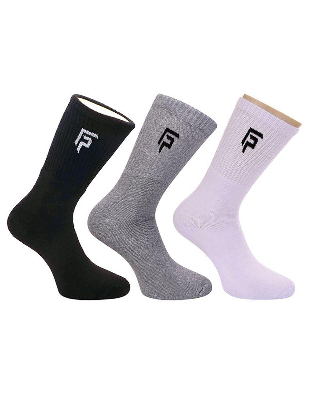 footprints pack of 3 black & grey solid calf-length bamboo cotton socks